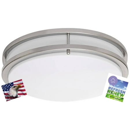 iLett LED Flush Mount Fixture Ceiling Light, Brushed Nickel, 12