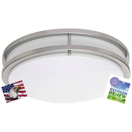 Flush Mount Siren - iLett LED Flush Mount Fixture Ceiling Light, Brushed Nickel, 12