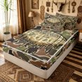 thumbnail image 2 of meiyoeat Camouflage Basketball Zipper Full Size Comforter Sets with Fitted Sheet and 2 Pillowcases for Boys, Dripping Sport Zipper Bedding Set, Green Brown, Black Reversible, 4-Piece, 2 of 7