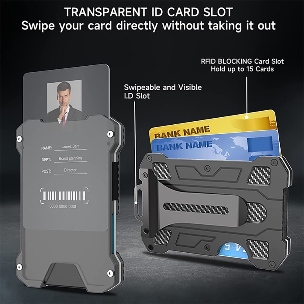 Rfid Aluminum Men Wallet Card Holders Purse Carbon Fiber Men Business Slim  Thin Smart Wallet Credit Cardholder Case Note Holder