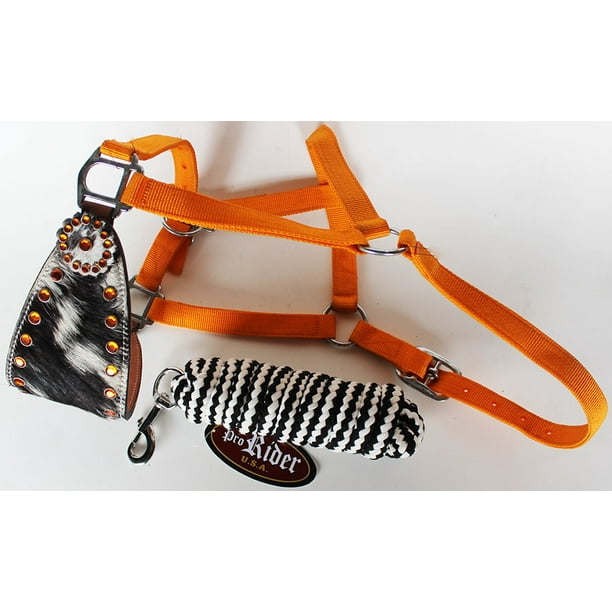 Horse Noseband Tack Bronc Leather HALTER Tiedown Lead Rope 280327