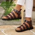 thumbnail image 2 of Rokment Women's Orthopedic Cork Footbed Fisherman Sandals Flat Platform Walking Sandals Comfortable Leather Open Toe Ankle Strap Strappy Beach Summer Casual Footwear Red Size 6, 2 of 7