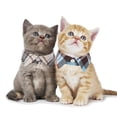 thumbnail image 2 of Collar de gato separable con linda pajarita, paquete de 2 collares para gatitos con cuello de camisa extraíble, collares a cuadros para mascotas (beige y azul), 2 of 5