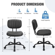 MCQ Modern Low Back Office Chair, Height Adjustable Swivel Task Chair for Home or Dorm Desk, Black