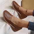 thumbnail image 4 of Wedge Sandals for Women Closed Toe Solid Color Hollow Out Sandals Soft On Arch Support Summer Flat Shoes, 39, 4 of 6