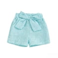 thumbnail image 5 of FRSASU Toddler Girl's Shorts Gingham Plaid Print Casual Bow Elastic Waist Short Pants Summer Children Shorts Mint Green, 5 of 5