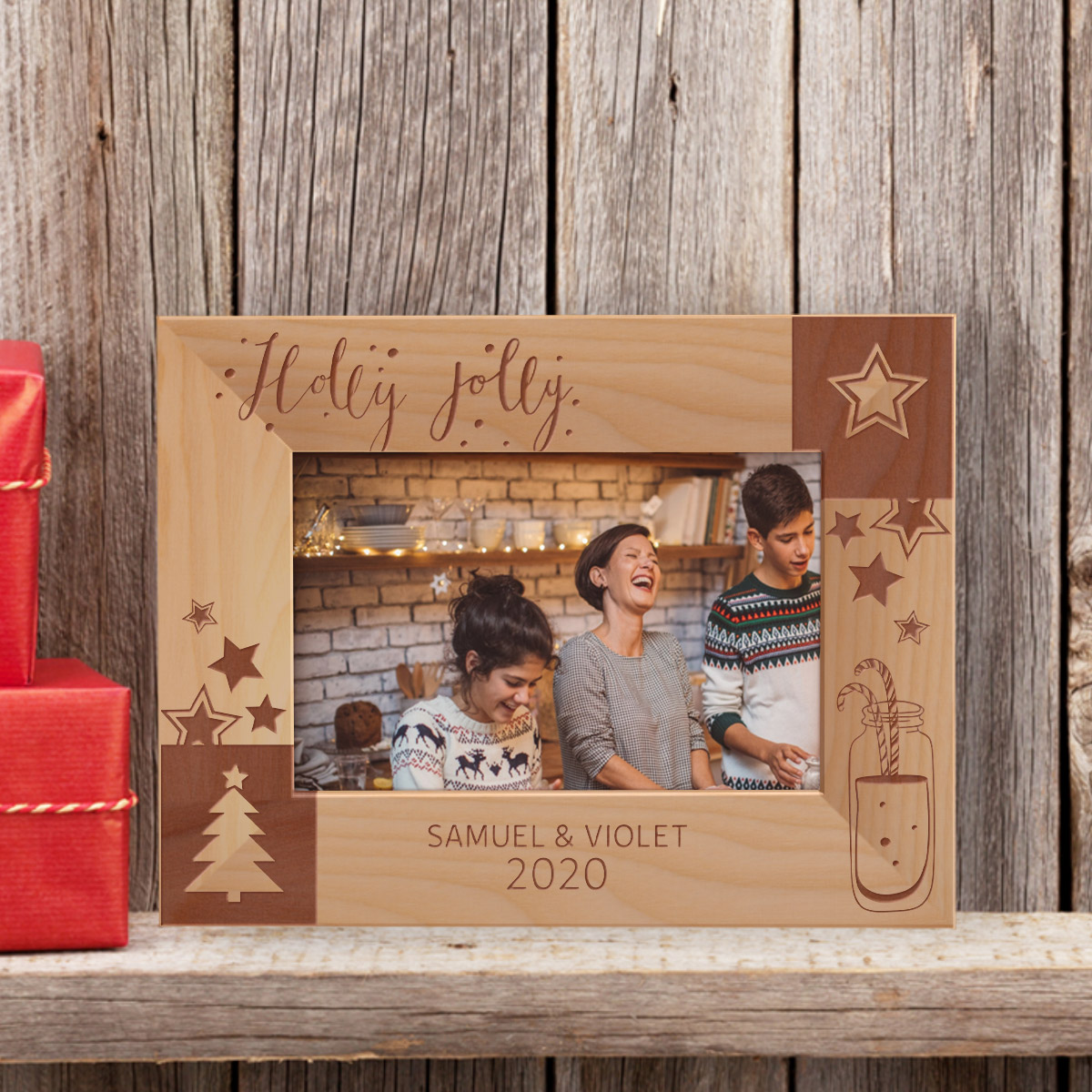 Holly Jolly Personalized Wooden Frame-6