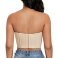 thumbnail image 2 of Exerin Women's Longline Strapless Bra Anti Slip Bustier Underwire Full Coverage Corset Top(38DD,Beige), 2 of 7