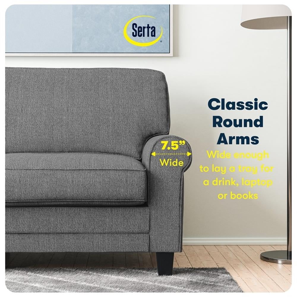 Bowery Hill 61" Rolled Arm Loveseat Sofa with Removable Covers Dark Gray