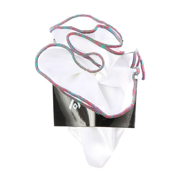 PS-Z-RD-8 - Round Pocket Square Accessory - White Pink Green