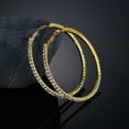 thumbnail image 2 of 7 cm Big Round Golden Crystal Hoop Earrings for Women Bijoux Geometric Rhinestone Hoops Statement Jewelry, 2 of 12