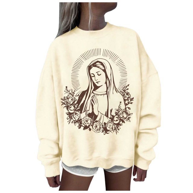 EHQJNJ Sweatshirts pour Femmes Mode Décontractée Manches Longues Col Rond Sweatshirts Imprimés Pull Sans Capuche Sweatshirts Graphiques Amusants