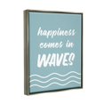 thumbnail image 3 of Stupell Industries Happiness Beach Water Waves Uplifting Cursive Phrase Graphic Art Luster Gray Floating Framed Canvas Print Wall Art, Design by Lettered and Lined, 3 of 5