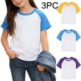 thumbnail image 2 of Gfyviroh 3 Pack Girls Basic T-Shirts Color Block Cotton Short Sleeve Tee Shirt Soft Summer Versatile Casual Tops, 2 of 6