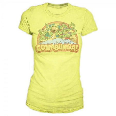 Teenage Mutant Ninja Turtles Cowabunga Juniors Yellow T-Shirt | XL