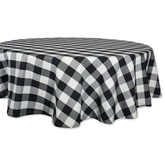 DII Black Buffalo Check Tablecloth 70 Round, 100% Cotton