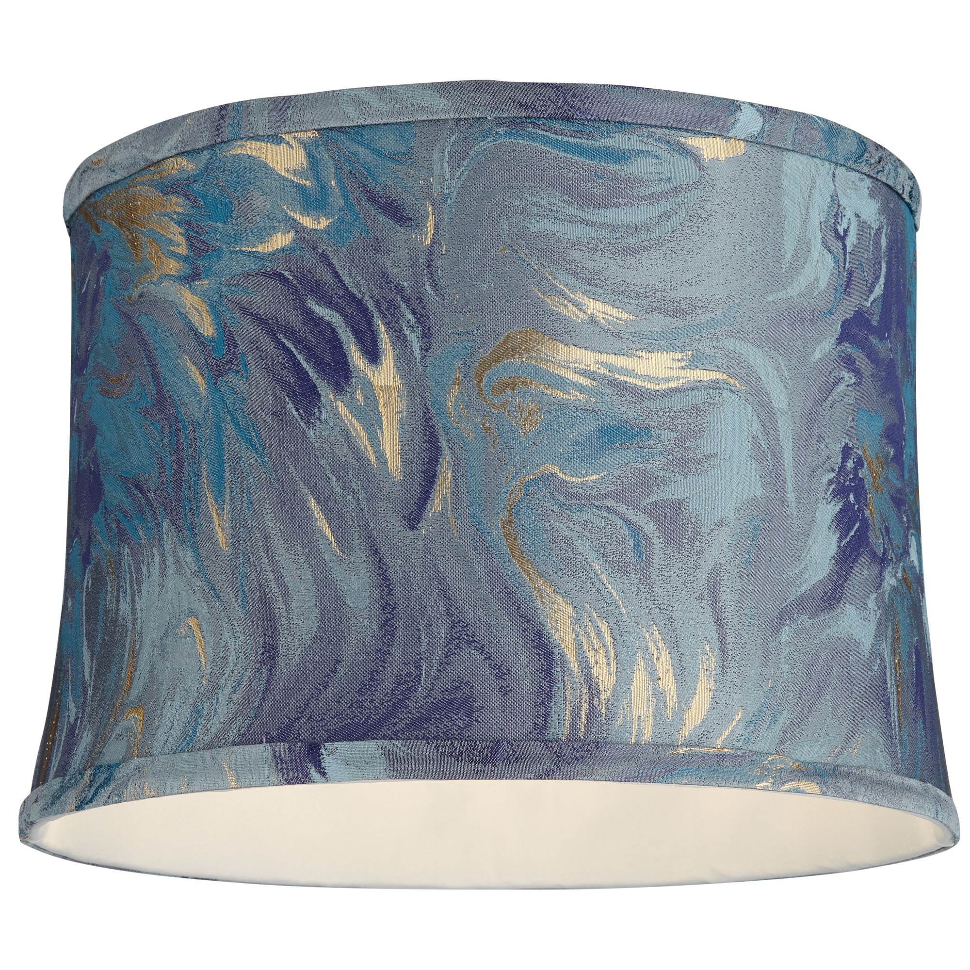 Springcrest 13" Top x 14" Bottom x 10" High x 10" Slant Print Lamp Shade Replacement Saba Blue Drum Softback Washer Harp Finial
