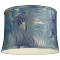 thumbnail image 3 of Springcrest 13" Top x 14" Bottom x 10" High x 10" Slant Print Lamp Shade Replacement Saba Blue Drum Softback Washer Harp Finial, 3 of 7