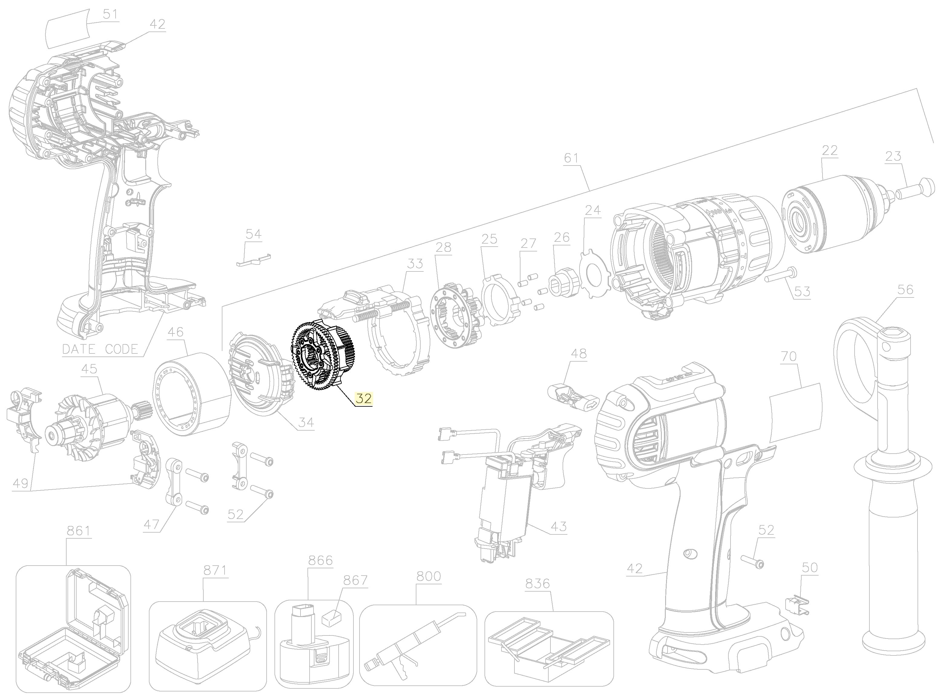Dewalt Genuine OEM Gear for DCD950KX Cordless Drill - N388150