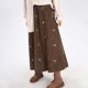 thumbnail image 5 of HongQid Women’s Corduroy Long Skirt Spring Fall Embroidery Floral A-Line Skirt Vintage Elastic High Waist Ruffle Maxi Skirt, 5 of 6