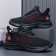 thumbnail image 4 of Men's Low-Top Lace-Up Mesh Walking Shoes Striped Vamp Detail Streamlined Textured Sole Casual Daily Sneakers, 4 of 6