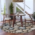 thumbnail image 3 of Round Rug 7Ft Washable Non-Slip, Pebble Stone Circle Area Rugs for Living Room Bedroom, Modern Minimalist Nature Art Aesthetics Indoor Floor Mats Carpet Runner for Home Decor Aesthetic, 3 of 8