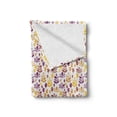 thumbnail image 2 of Floral Soft Flannel Fleece Throw Blanket, Striped and Polka Dotted Autumn Leaves and Ear of Wheat, Cozy Plush for Indoor and Outdoor Use, 50" x 70", Earth Yellow Purple, by Ambesonne, 2 of 6
