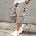 thumbnail image 2 of Inglocry Men Casual Drawstring Capri Cargo Pants, 2026 New Shorts Quick Dry 3/4 Knee Length Loose Fit Work Shorts Multi Pockets Light Gray XL, 2 of 5