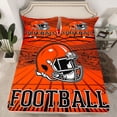 thumbnail image 2 of jejeloiu Football Sport City Bed Sheets,Orange Rugby Helmet King Sheets For Boys Teens 4 Pieces, 2 of 7