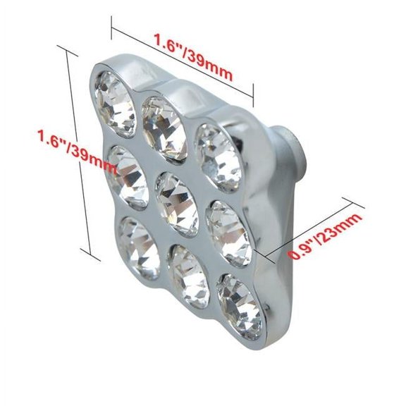 HW336PLCH021 Gleam 9 Crystal Cabinet Knob, 1.5 in., Polished Chrome - Pack of 10