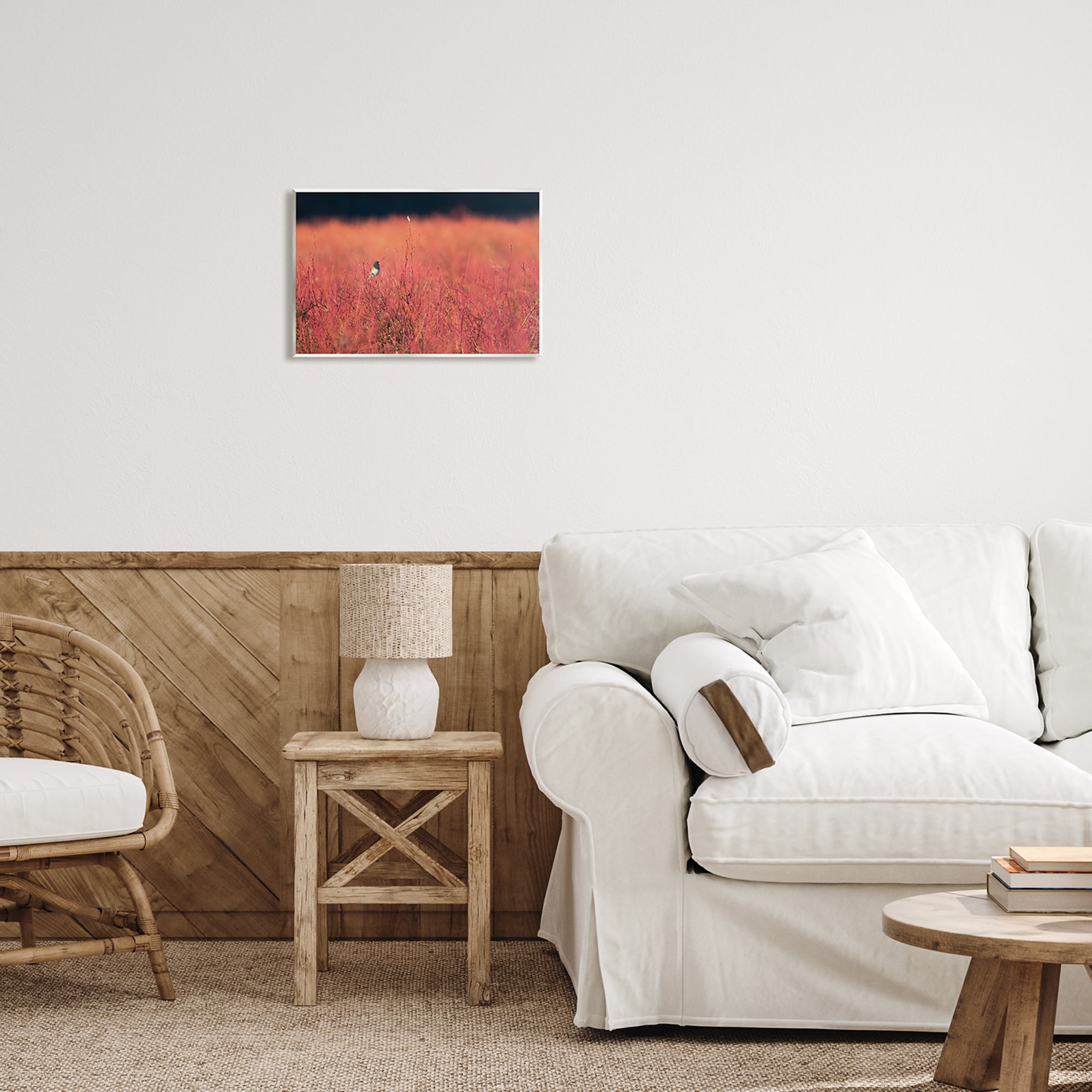 Stupell Industries Bird in Red Field Nature Photography Unframed Art Print Wall Art, 15 x 10