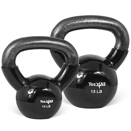 Yes4All Kettlebell 10+15+20+25 lbs Set Fitness Body Gym Training Cap 