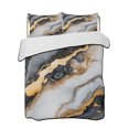 thumbnail image 2 of Black Golden Marble Full Size Down Alternative Comforter, Lightweight Comforter Quilt Bedding Set with Pillow Shams Modern Ink Painted Abstract All Seasons Bed Comforter Duvet Insert 78"x90", 2 of 7