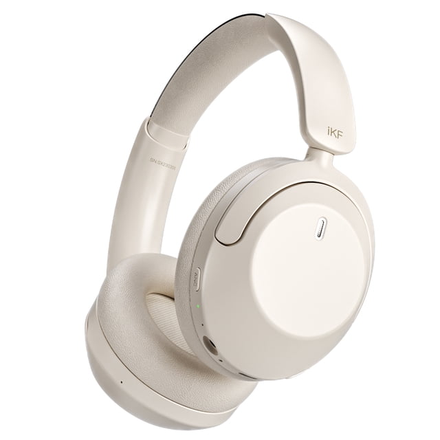 iKF-T3 Audifonos Over Ear inalámbricos Bluetooth 5.3 con cancelación Activa del Ruido Batería hasta 125 Horas de Uso Hi-Res 38ms de Baja latencia Auricular Plegable para PC,iOS,Android (Blanco)