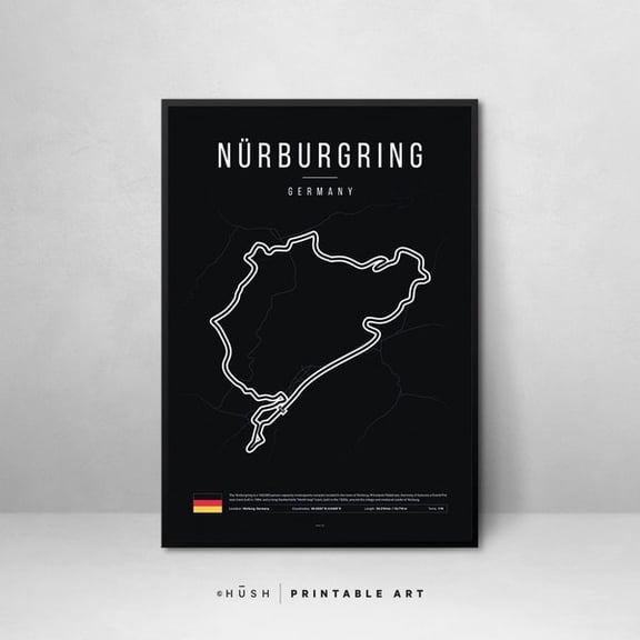 NÃ¼rburgring Race Track Poster: F1 Wall Art, Unframed Paper Poster 8x10in