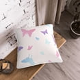 thumbnail image 3 of DouZhe Velvet Decorative Throw Pillow Covers Set of 2, Soft Square Cushion Cover with Invisible Zipper Cute Pastel Pink Butterfly Printing, 20"x20", 3 of 7