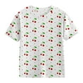 thumbnail image 4 of PINQI Boys Girl's Graphic Tees Cute Fruit Printed T-Shirts Short Sleeve Crewneck Floral Tee Shirt Summer Casual Shirt Tops, 4 of 5
