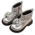 thumbnail image 4 of LYHao Children Shoes Fashionable Flat Boots Comfortable Soft Sole Children Boots Boots ,Girls Boots Sizes 3 Silver(11-11.5 Years), 4 of 6