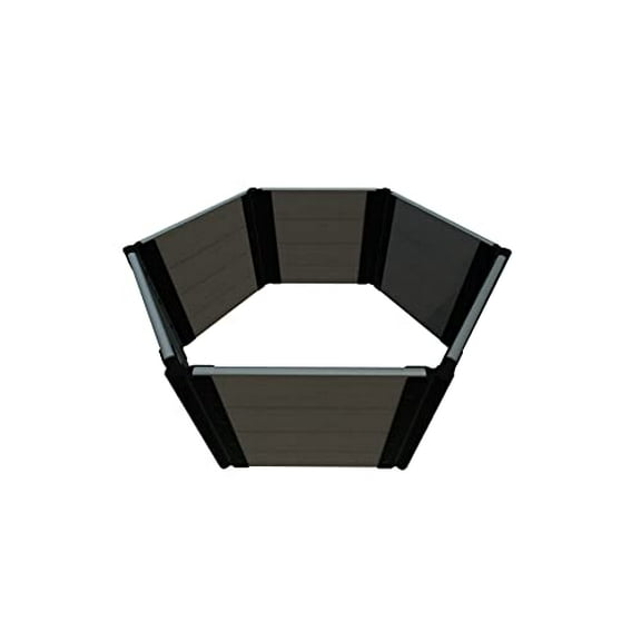 Frame It All TOOL-FREE WEATHERED WOOD 'FORT JEFFERSON' 4' x 4' X 22" RAISED GARDEN BED (HEXAGON) - 1" PROFILE