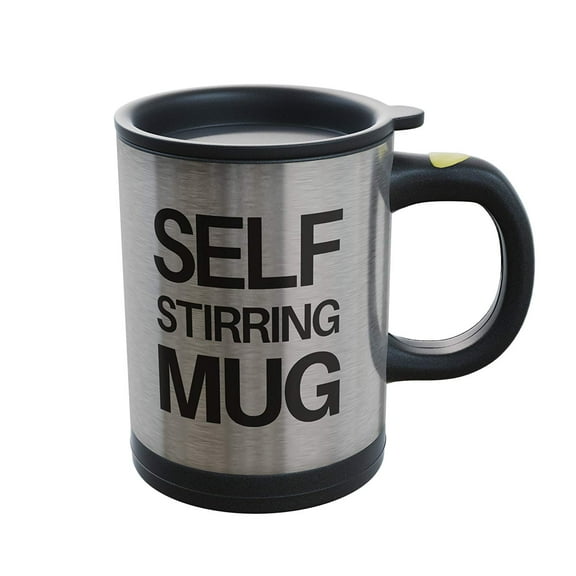 Self Stirring Mug- Reusable Auto Mixing Cup with Travel Lid for Protein Mix, Bulletproof Coffee, Chocolate Milk, Hot Cocoa by Chef Buddy, 15 oz
