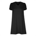 thumbnail image 3 of 2025 Womens Summer Short Sleeve Dresses Casual Loose Crewneck Dress Swing Comfy Beach Sundress with Pockets Black,M, 3 of 5