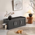 thumbnail image 2 of Cat Litter Box Enclosure, Resin Litter Box Furniture Hidden with Door, Multifunctional Cat House, As Storage Cabinet, Side Table, Easy to Assemble and Clean, Black, 2 of 6