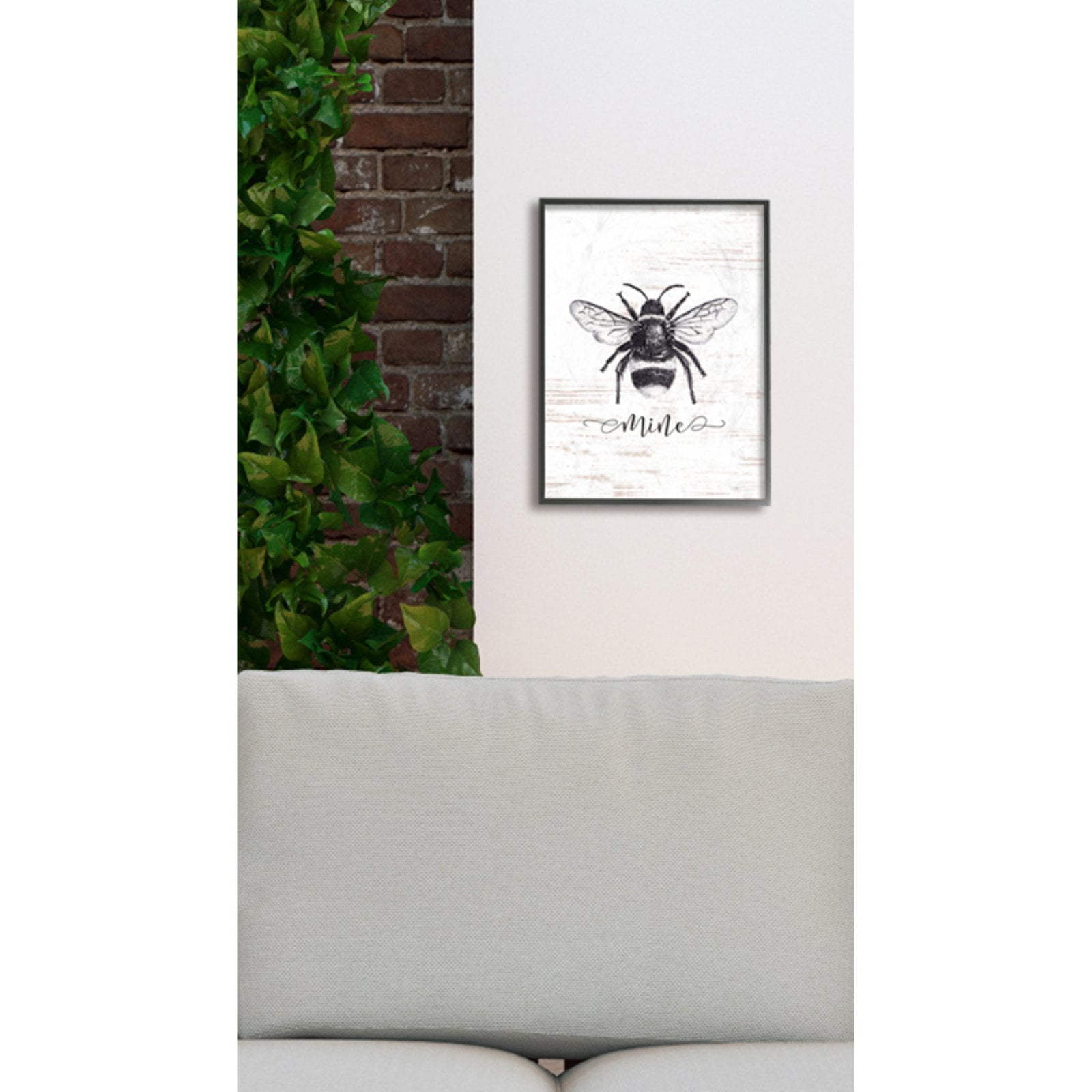 Bee Mine Drawing On Wood Framed Giclee Texturized Art, 11 x 1.5 x 14