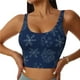 thumbnail image 1 of Balery Snowflake Dark Blue Sujetadores deportivos con espalda cruzada para mujer, acolchados, sin costuras, de alto impacto, ideales para yoga, gimnasio, entrenamiento y fitness.-Large, 1 of 8