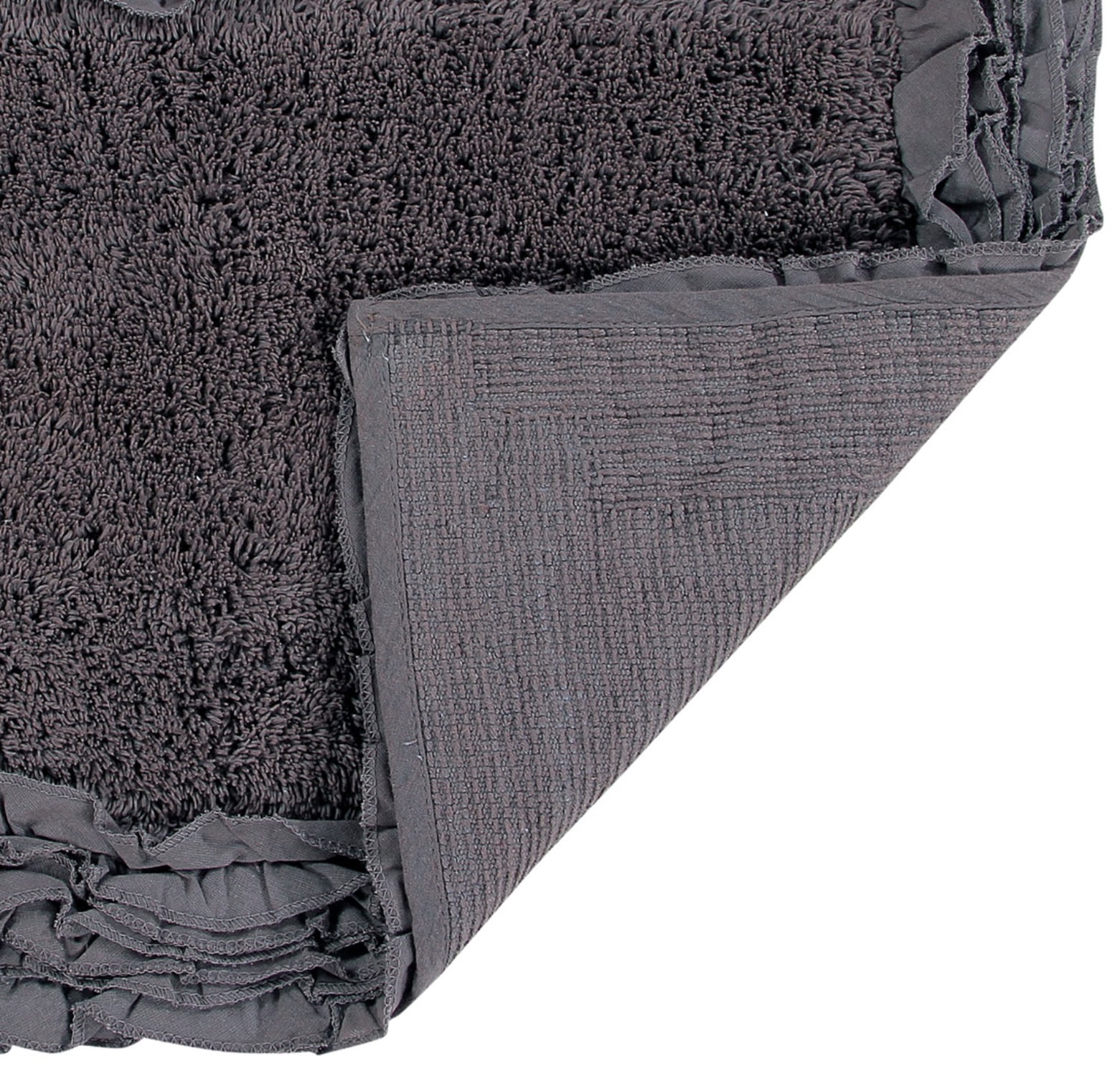 Better Trends Shaggy Border 100% Cotton 20" x 60" Bath Mat Rug - Gray
