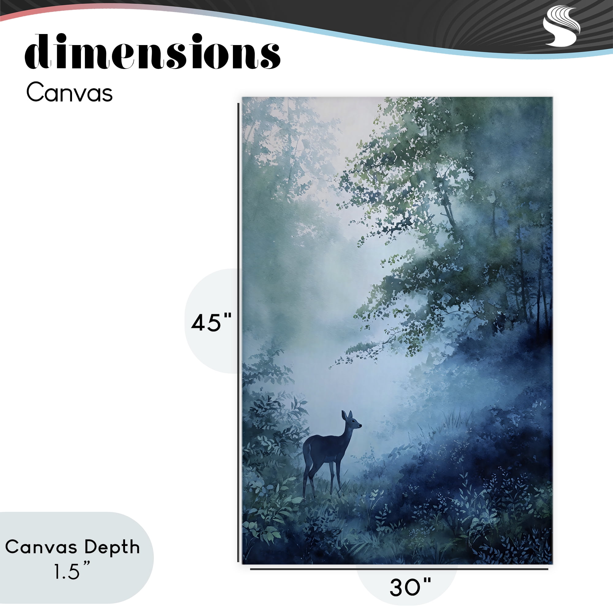Stupell Industries Blue Dawn Deer in Mist Canvas Wall Art, design by Franklyn Gregory