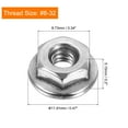 thumbnail image 2 of Tuercas de bloqueo hexagonales con brida serrada Uxcell #8-32, paquete de 15, tuerca de brida hexagonal de acero inoxidable 304, rosca completa, plateada, 2 of 7