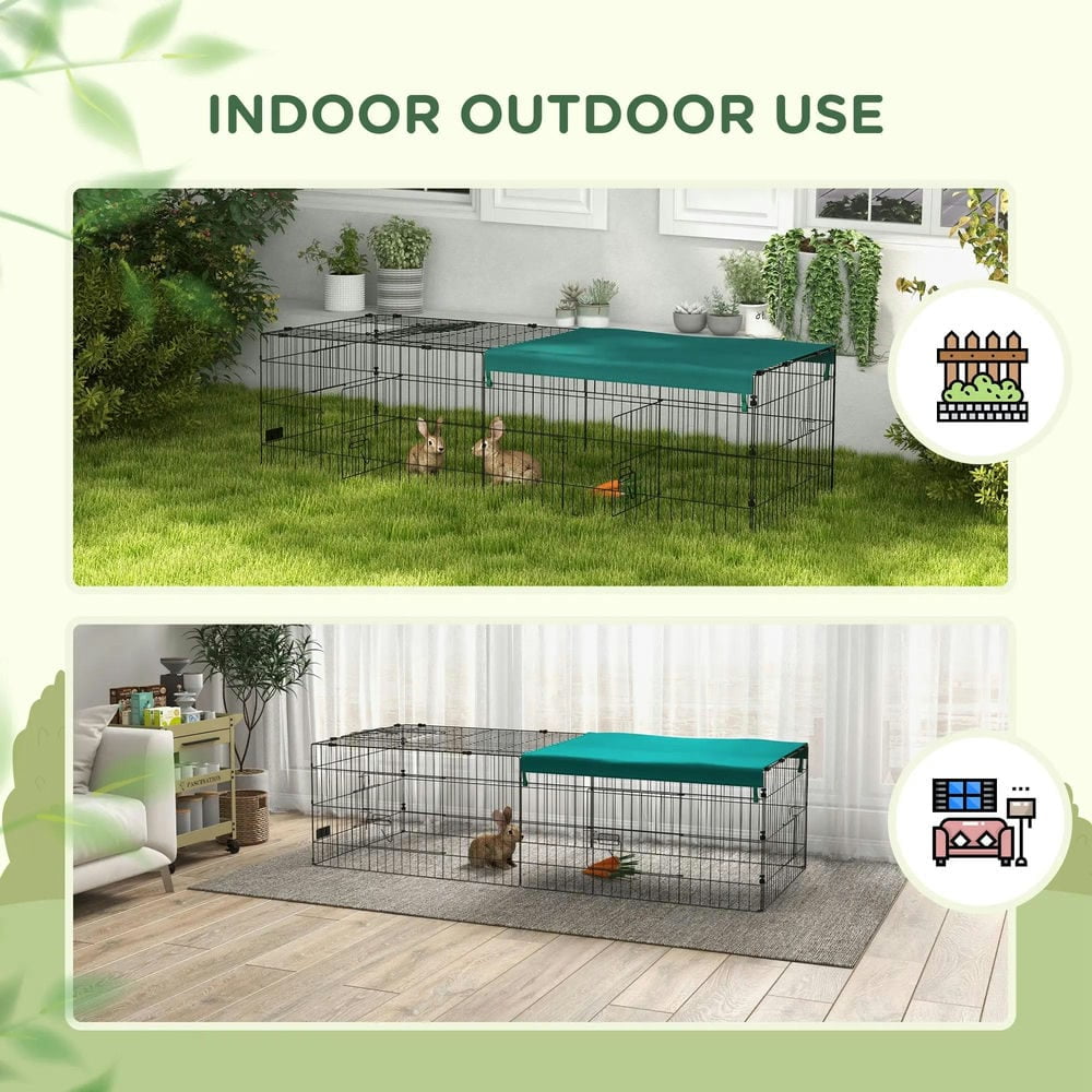 Resenkos Rabbit Hutch, Duck Cage Hutch,Rabbit Coop,73" Small Animal Playpen with with Roof for Rabbits, Chicken, Chinchillas, Green