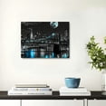 thumbnail image 4 of Acheng Wall Art Canvas Painting Black White and Blue New York Brooklyn Bridge 1 Piece Cityscape Night Building Picture Poster Print Framed for Living Room Bedroom Kitchen Office Home Decor 20x16inch, 4 of 6