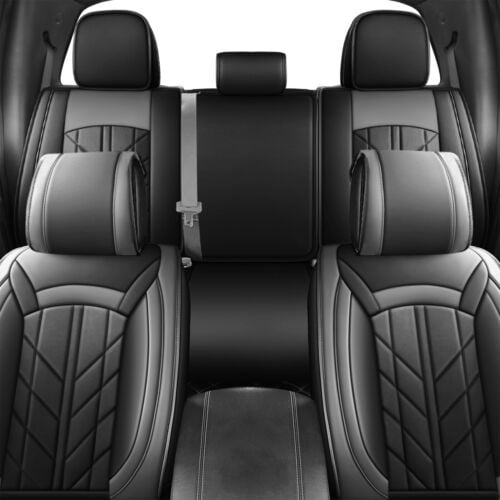 Tailored For 2005-2023 Toyota Tacoma Crew Cab/Double Cab SR,SR5,TRD Sport,TRD Off-Road Car Seat Covers Full Set, Black&Gray